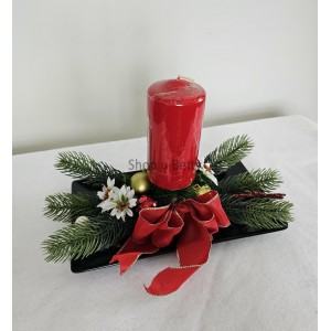 Vánoční svícen černo- červený VA111